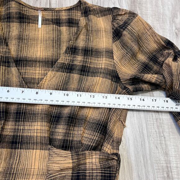 Free People Size 4 Plaid Mini Dress Linen Blend – English Rose Style - Picture 6 of 10